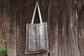 borsa in lino e cotone con pannello frontale stampato, linen tote bag with printed front panel.